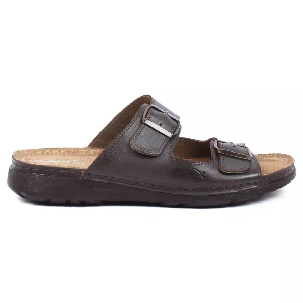 MULE HOMME CUIR MARRON