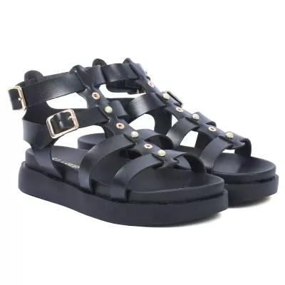 SANDALES GLADIATEUR FEMME noir GLA-YL-1-n