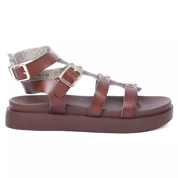 SANDALES GLADIATEUR FEMME MARRON