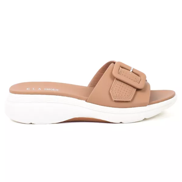 MULE CONFORT FEMME CAMEL À BOUCLE