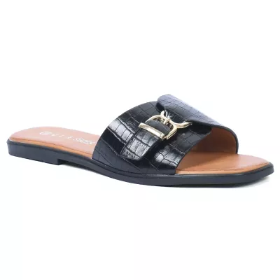 mule-plate-femme-croco-boucle-noir-gla-ll-146-n