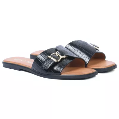 mule-plate-femme-croco-boucle-noir-gla-ll-146-n