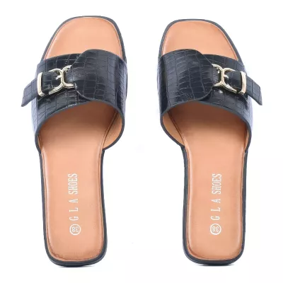 mule-plate-femme-croco-boucle-noir-gla-ll-146-n