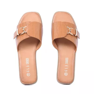 mule-plate-femme-croco-boucle-camel-gla-ll-146-c