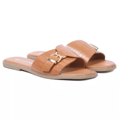 mule-plate-femme-croco-boucle-camel-gla-ll-146-c