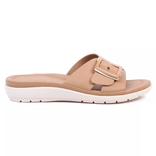 MULE CONFORT FEMME CAMEL À BOUCLE