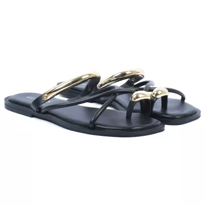 Mule femme plate noir gla-ca-5-n