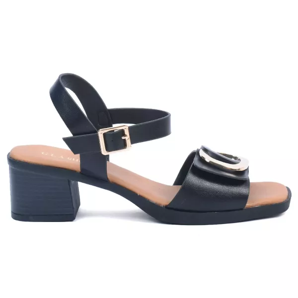 SANDALES FEMME À TALON BLOC NOIR