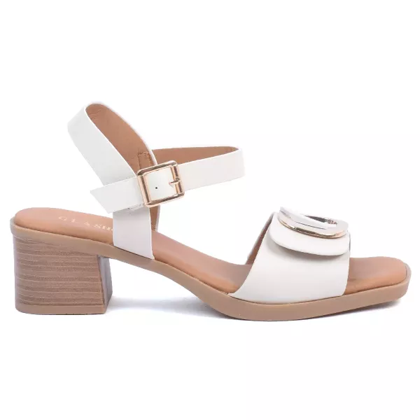 SANDALES FEMME À TALON BLOC BEIGE