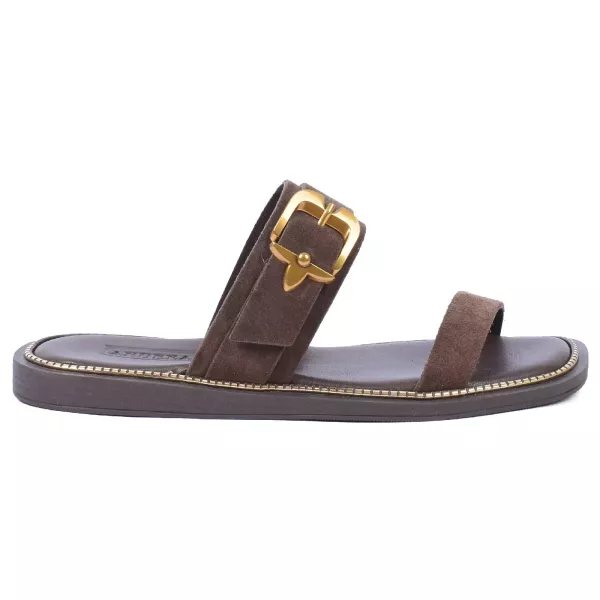 MULES FEMME CUIR MARRON