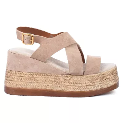 sandales compensées femme cuir taupe ANDREA BRUINI AB-687-1-DT