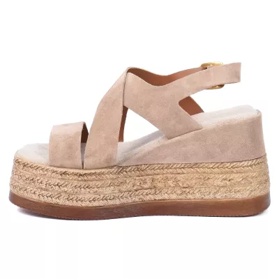 sandales compensées femme cuir taupe ANDREA BRUINI AB-687-1-DT