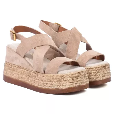 sandales compensées femme cuir taupe ANDREA BRUINI AB-687-1-DT