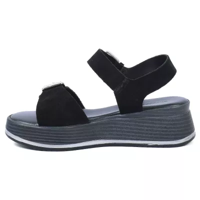 sandales compensées femme cuir noir ANDREA BRUINI AB-924-1-DN