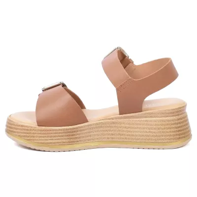 sandales plateforme femme cuir camel ANDREA BRUINI AB-924-1-C