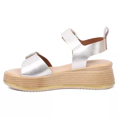 sandales plateforme femme cuir argent ANDREA BRUINI AB-924-1-AR