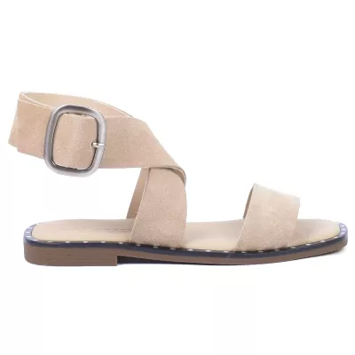 sandales plates femme cuir beige ANDREA BRUINI AB-695-1-DBG