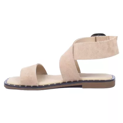 sandales plates femme cuir beige ANDREA BRUINI AB-695-1-DBG