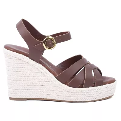 sandales compensées femme cuir marron ANDREA BRUNI AB-518-2-M