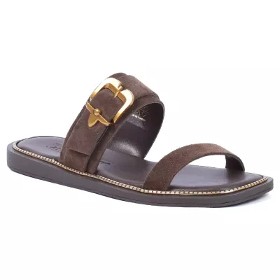 mules femme cuir marron ANDREA BRUNI AB-601-1-M