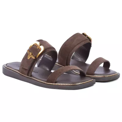 mules femme cuir marron ANDREA BRUNI AB-601-1-M