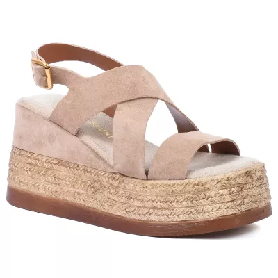 sandales compensées femme cuir taupe ANDREA BRUNI AB-687-1-DT