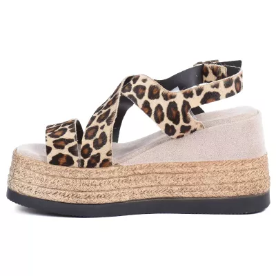 sandales plateforme femme cuir léopard ANDREA BRUNI AB-687-1-LEOP