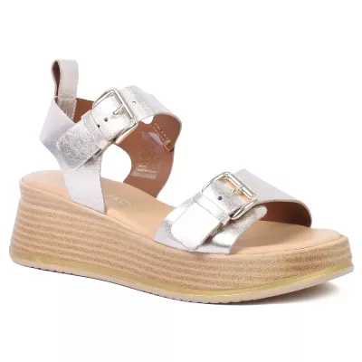 sandales plateforme femme cuir argent ANDREA BRUNI AB-924-1-AR