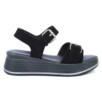 sandales compensées femme cuir noir ANDREA BRUNI AB-924-1-DN