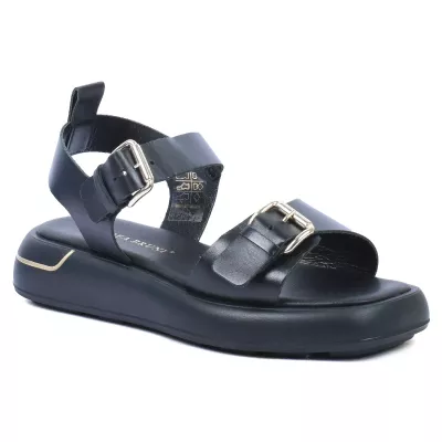 sandales plateforme femme cuir noir ANDREA BRUNI AB-955-1-N