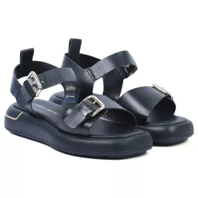 sandales plateforme femme cuir noir ANDREA BRUNI AB-955-1-N