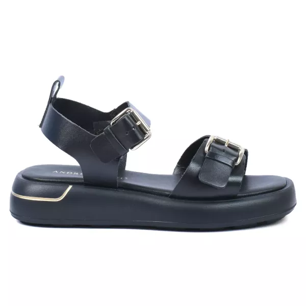 SANDALES PLATEFORME FEMME CUIR NOIR