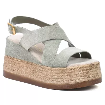 sandales plateforme femme cuir vert ANDREA BRUNI AB-687-1-DVT