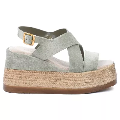 sandales plateforme femme cuir vert ANDREA BRUNI AB-687-1-DVT