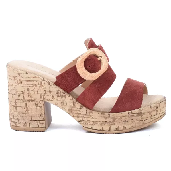 SABOTS À TALON FEMME CUIR BORDEAUX