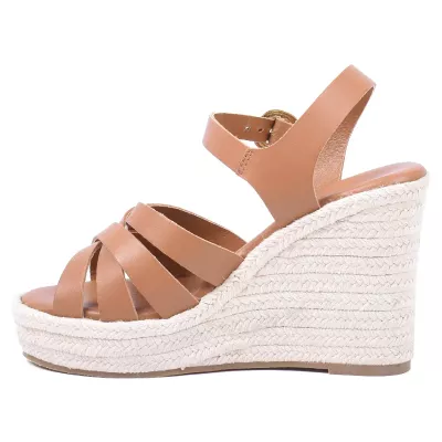 sandales compensées femme cuir camel ANDREA BRUNI AB-518-2-C