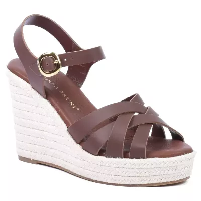 sandales compensées femme cuir marron ANDREA BRUNI AB-518-2-M
