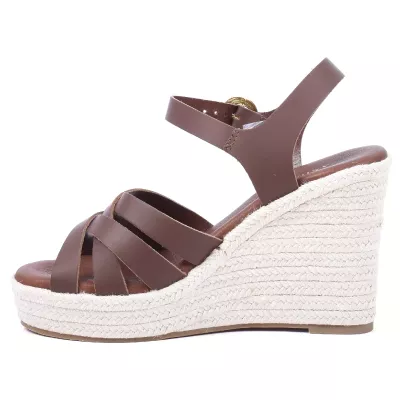 sandales compensées femme cuir marron ANDREA BRUNI AB-518-2-M