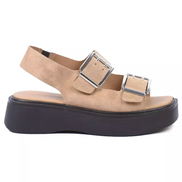 SANDALES À PLATEFORME FEMME CUIR TABAC