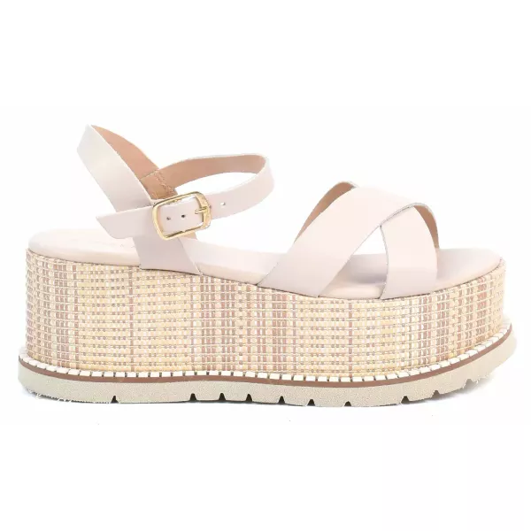 SANDALES PLATEFORME FEMME BEIGE