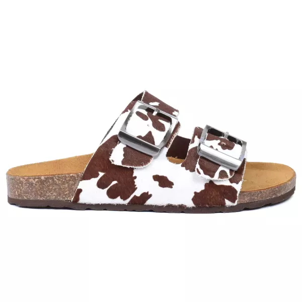 MULES FEMME CUIR MARRON BLANC