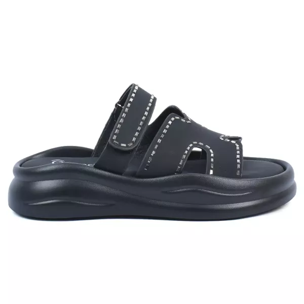 MULES PLATEFORME NOIR CRISTAUX DÉCORATIFS FEMME