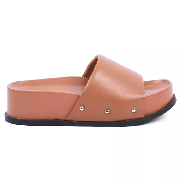 MULES PLATEFORME CAMEL FEMME