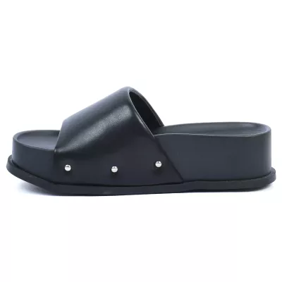 Mules plateforme noir bride large clous argentés semelle plateau 5 cm – Opied OP-1655-5-N