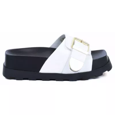 MULE FEMME CUIR BLANC PLATEFORME andrea bruni AB-DB8-BC