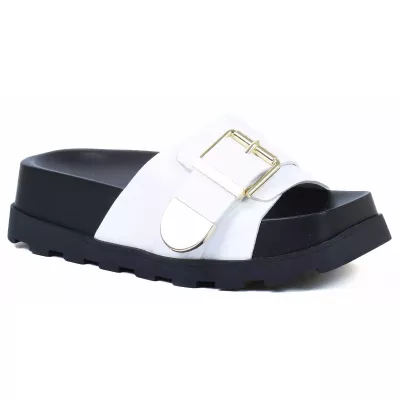 MULE FEMME CUIR BLANC PLATEFORME andrea bruni AB-DB8-BC