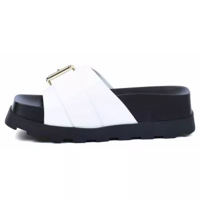 MULE FEMME CUIR BLANC PLATEFORME andrea bruni AB-DB8-BC