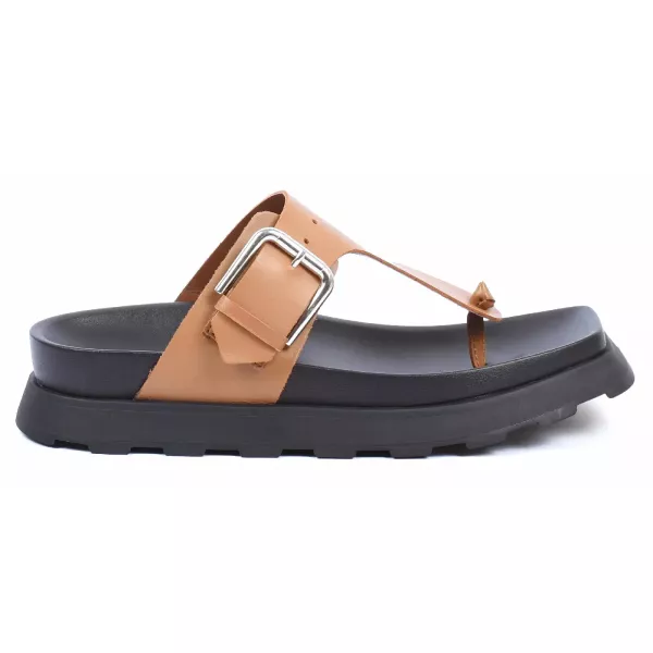 MULE ENTRE-DOIGTS FEMME CUIR CAMEL