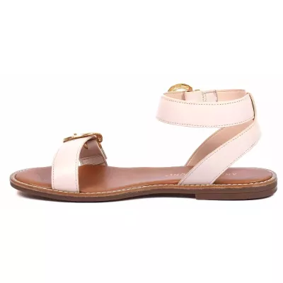 Sandale plate femme rose Andrea Bruni cuir à boucles dorées AB-9535-2-RO