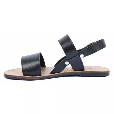 Sandale plate femme noire Andrea Bruni cuir à brides ouvertes AB-SAN-2-S-N